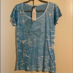 🔥New rhinestone decorated cute T-shirt size large. Thin/lightweight